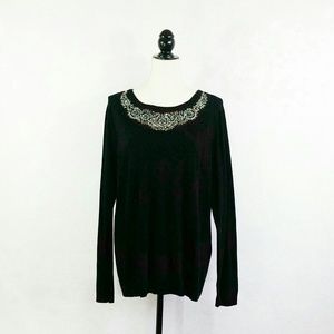 Dress Barn Roz & Ali Long Sleeve Black Blouse